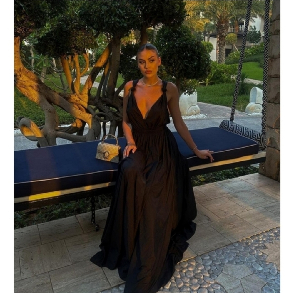 ZARA VOLUMINOUS LONG MAXI DRESS BLACK SIZE XL - Picture 9 of 16